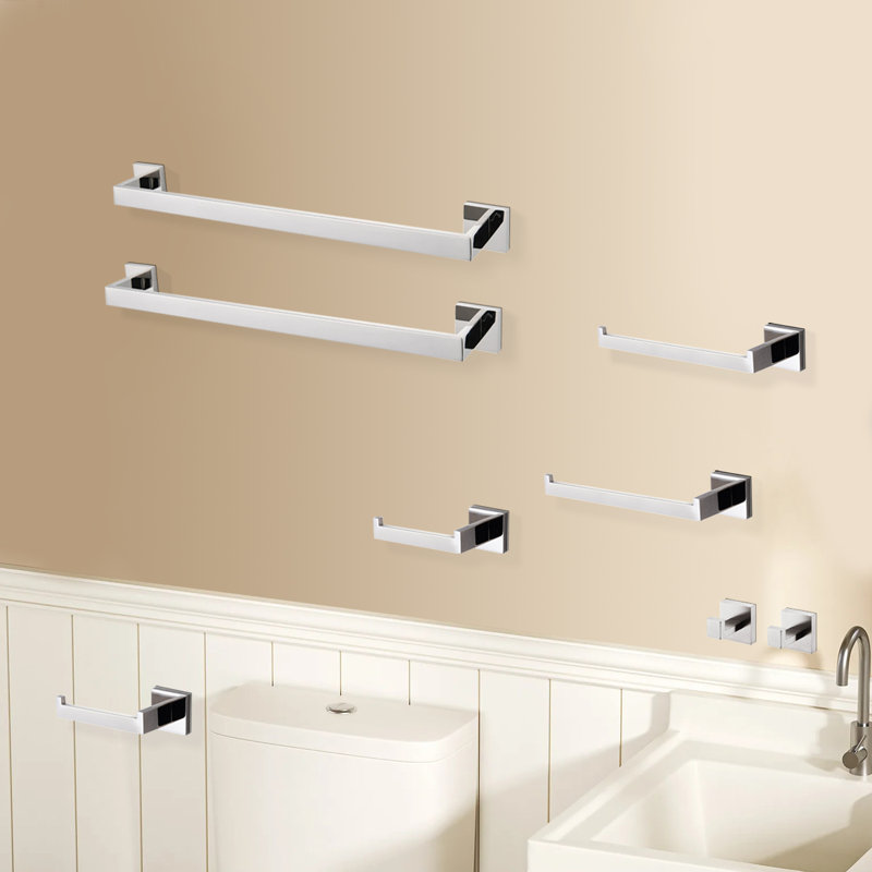8 -Piece Stainless Steel Bathroom Hardware Set With Mounting Hardware, Chrome