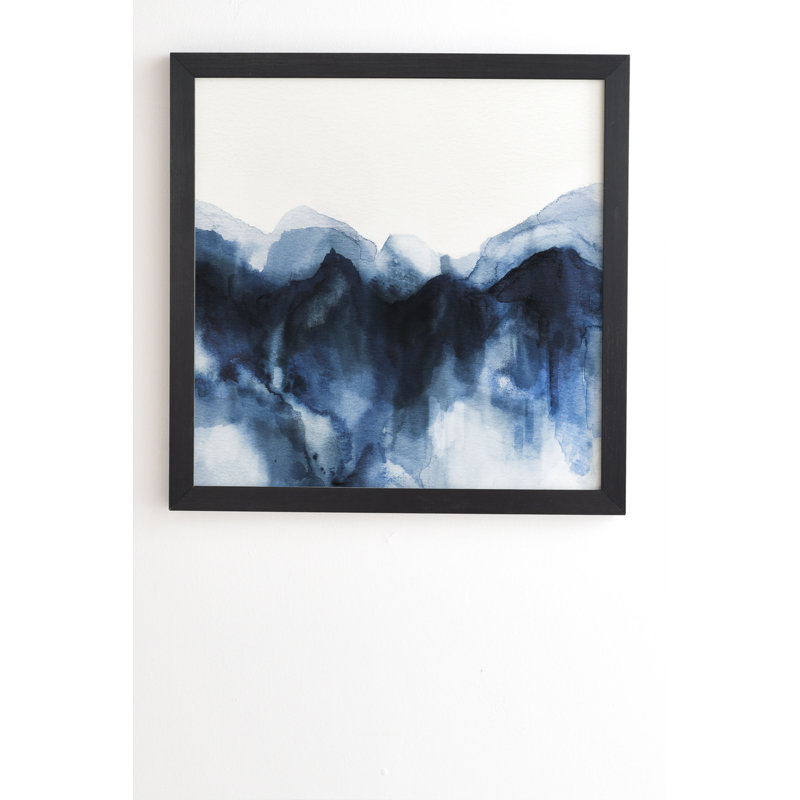 Impression d’aquarelle abstraite Indigo, H 20 po x l 20 po x P 2 po, Armature en bambou, Pas de tapis