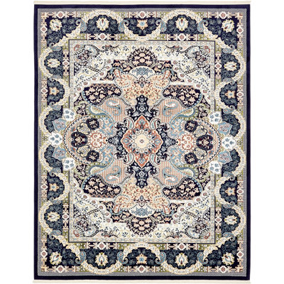 Tapis bleu marine / ivoire Eleanor