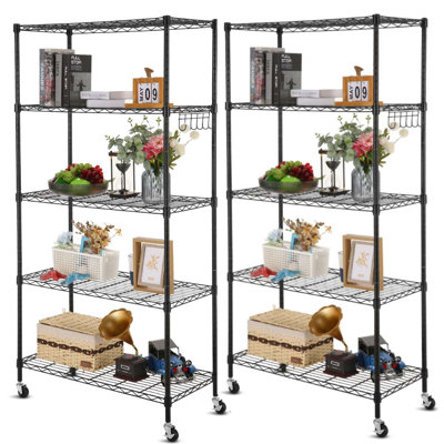 76cm W Metal Shelving Unit with Wheels