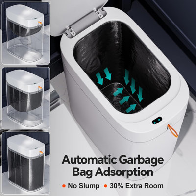 JOYBOS Bathroom Cleaning Set, Sensor Trash Can & Disposable Toilet Brush Touchless Combo, Includes 120 Rolls Trash Bags