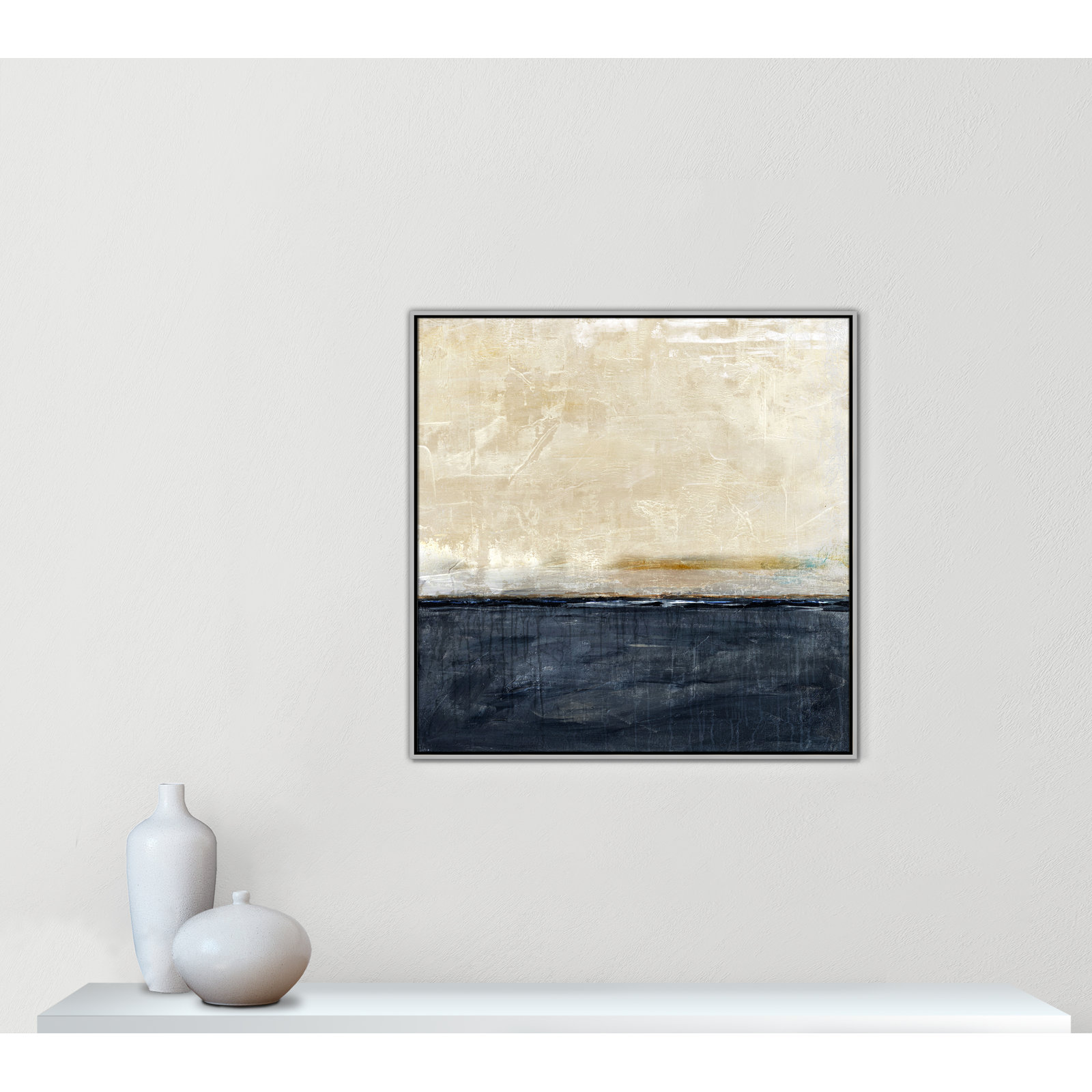 Better Days Navy Print by Denise Brown, 37.5" H x 37.5" W, Silver