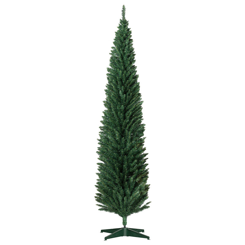 Arbre de Noël mince 8 pi - Arbre à crayons artificiel avec support robuste, parfait pour les petits espaces, la maison et le salon