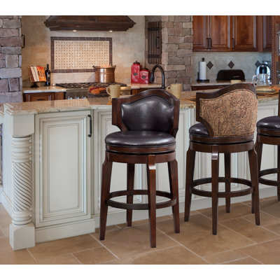 Dupo Swivel Upholstered Faux Leather Counter Stool