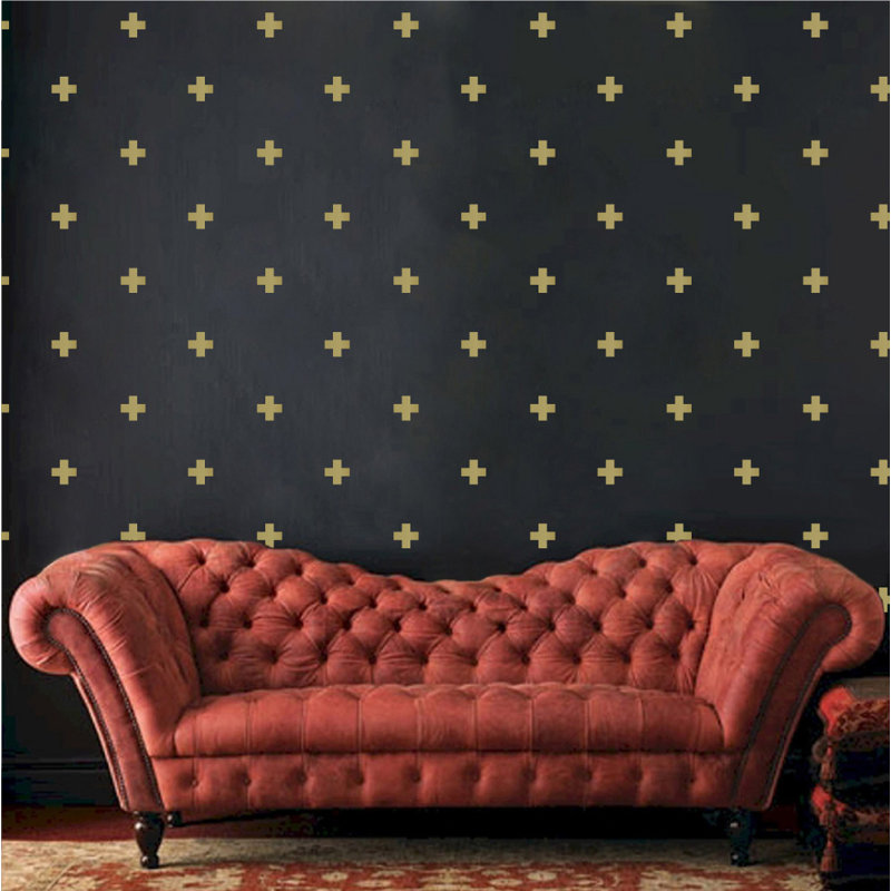 Décalcomanie murale à motifs croisés suisses, Or, H 3 po x l 3 po x P 0,01 po