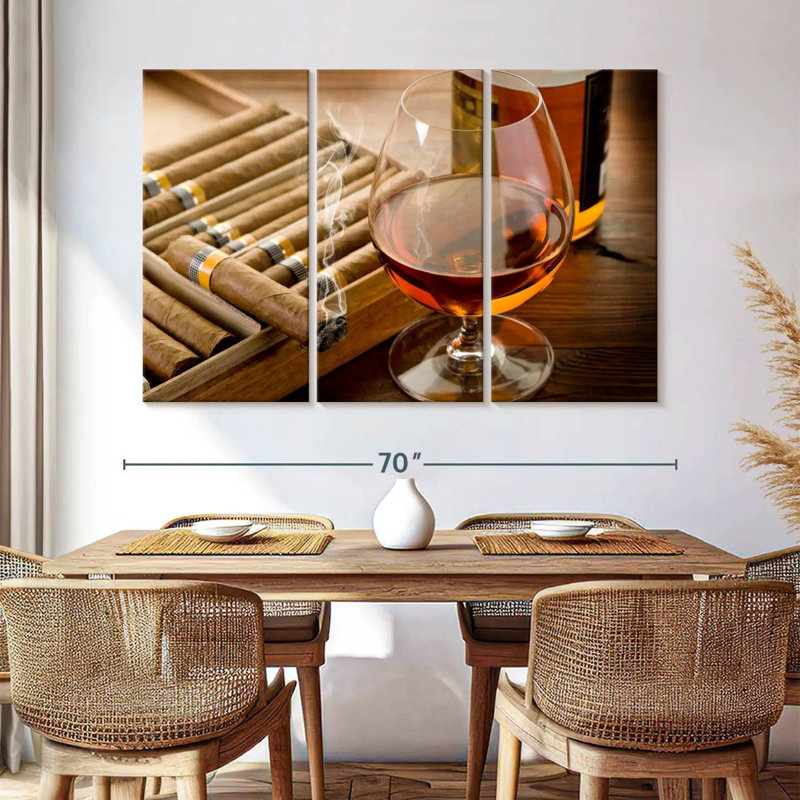 Senne, alcool cubain et cigare, H 42 po x l 65 po