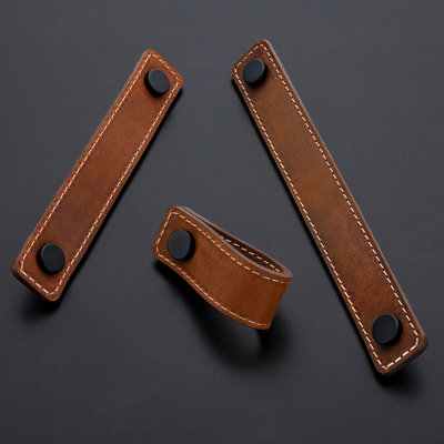 Saddle Leather 2" Matte Black Loop Pull 