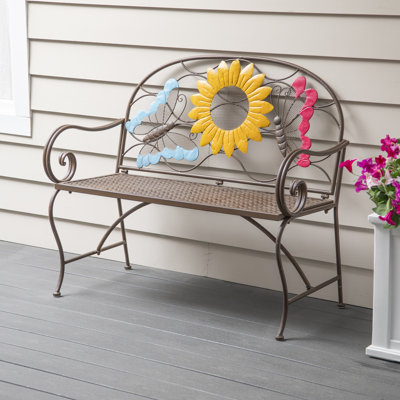 Banc de jardin en tournesol et papillons
