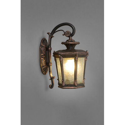 Greeson Brass 40cm H Hammered Glass Outdoor Wall Lantern