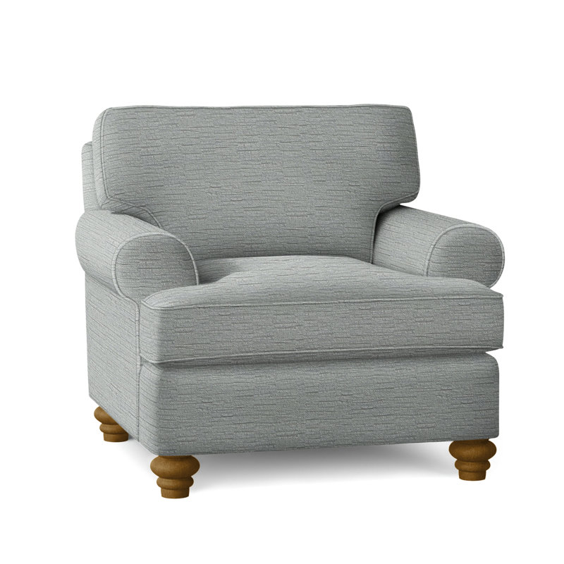 Lowell Upholstered Accent Chair, Gray Sugar Performance; 0863-84, Havana Finish