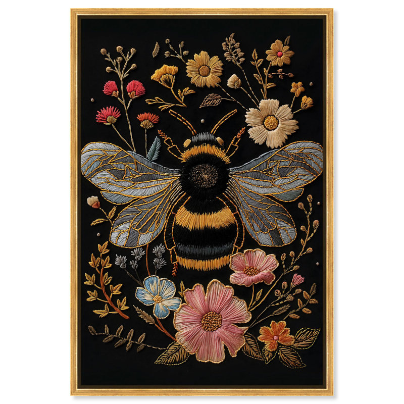 «Honeyed Herald I», toile rétro par botanique, Cadre doré, H 55 po x l 37 po