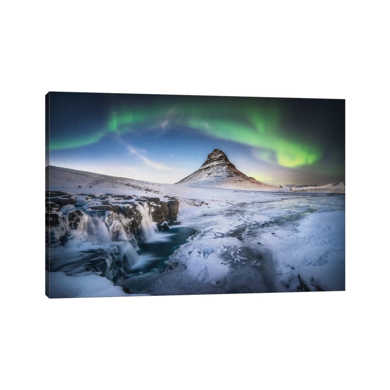 Kirkjufell Aurora In Iceland by Philippe Manguin - Print on Canvas, Wrapped Canvas, 101.6 cm H x 66.04 cm W x 3.175 cm D