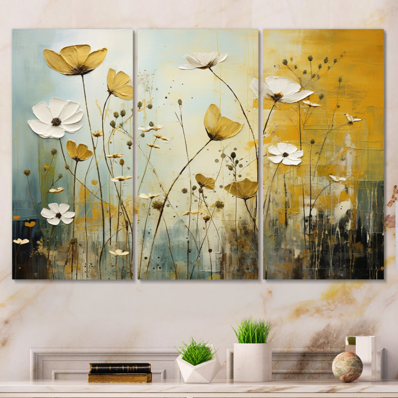 «Whispering Meadows II» sur toile, reproduction de 3 pièces, H 40 po x l 60 po x P 1 po