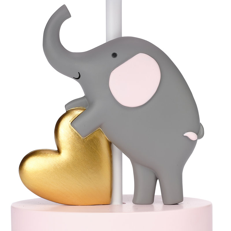 Eloise Pink and Gold Elephant Resin Lamp with White Shade