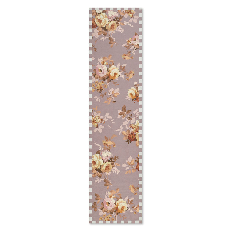 Wild Rose Washable Rug, Taupe, Runner 2'6" x 10'