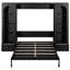 Grand lit plateforme escamotable avec rangement, armoires latérales, tiroirs et éclairage DEL, lit escamotable mural en bois noir