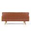 Canapé brun style Mid-Century Modern pour salon, 180 cm (l) x 77,5 cm (p) x 80 cm (h), tissu PU, coussins décoratifs roulés, pieds évasés et assise à surpiqûres gaufrées, revêtement, hauteur 80 cm