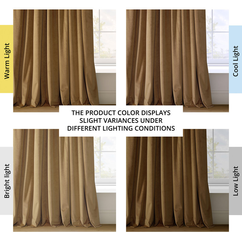 Olivia Velvet Blackout Curtain (1 Panel), 50" W x 84" L, Amber Gold