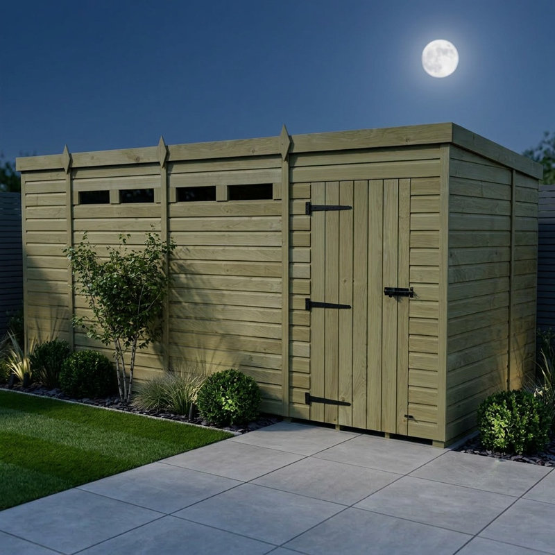 Total Sheds 15ft x 7ft Security Pent Shed - Heavy-Duty Hasp Staple Anti-Tamper - Pressure Treated Timber - UK Manufactured