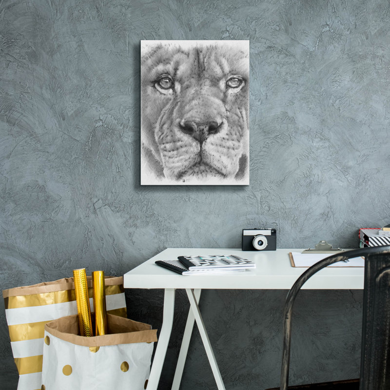 «Up Close Lion» par Barbara Keith, art mural sur toile, H 16 po x l 12 po x P 0,75 po