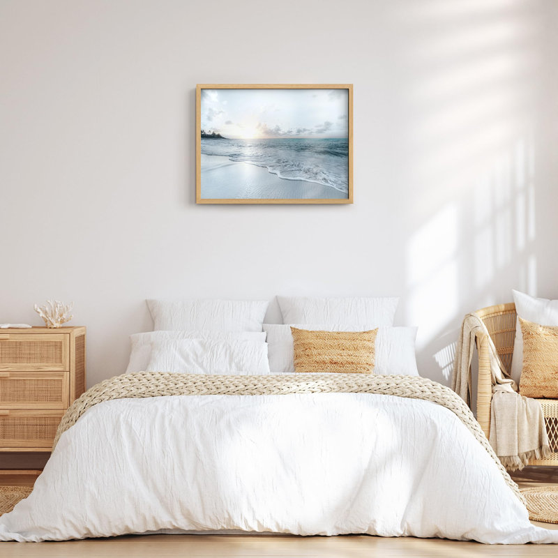 Petit coucher de soleil sur la plage, océan, Illustration moderne, petit décor, œuvre d'art moderne, H 8 po x l 10 po