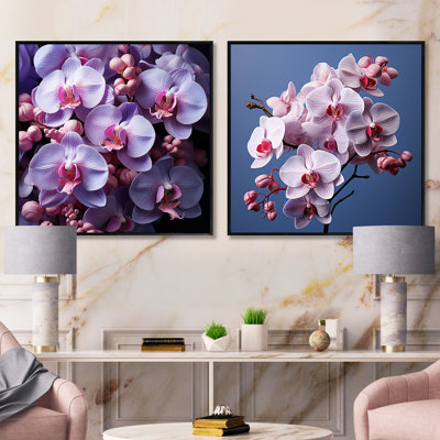 Orchidées mauves - ensemble de 2 collages carrés orchidées
