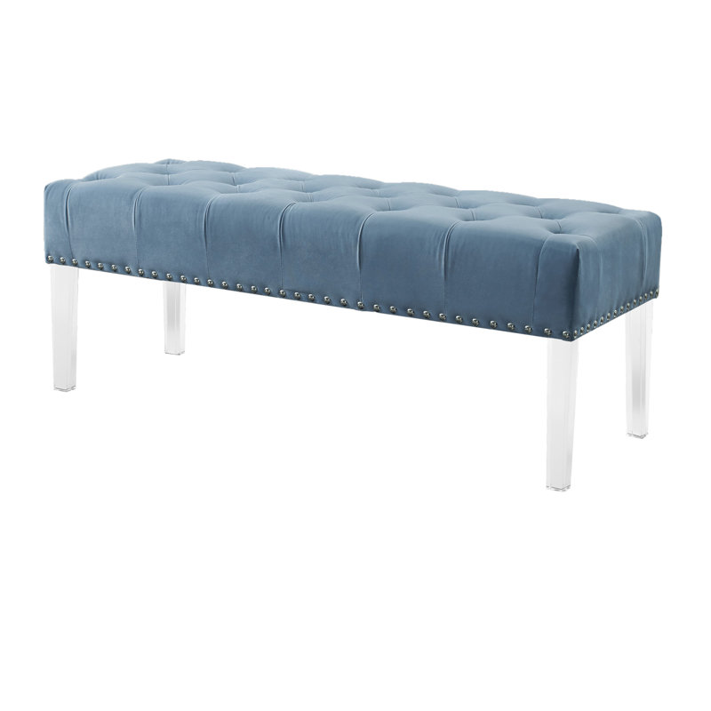 Banc rembourré en velours capitonné Valley, Blue