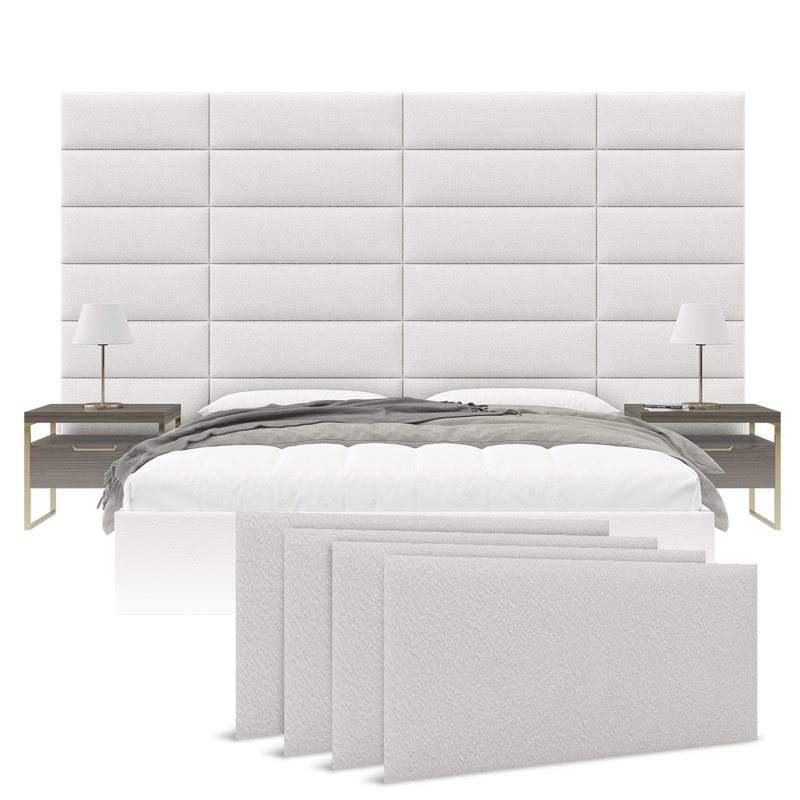 Anneus Upholstered Faux Leather Headboard, VTPS1020, Boucle Ivory
