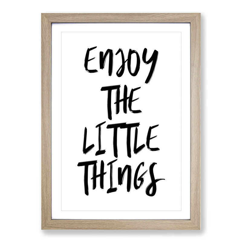 Enjoy the Little Things - Picture Frame Typography, 65cm H x 48cm W x 2cm D, Oak