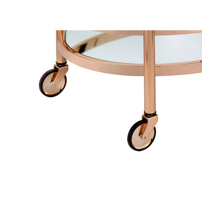 Chariot de service en verre transparent et finition or rose Lakelyn
