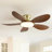 51" Dimmable Modern Vintage Gold & Walnut 5-Blade LED Ceiling Fan with Remote Control