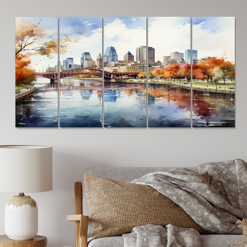 Minneapolis City in Autumn I - 5 pièces sur toile tendue