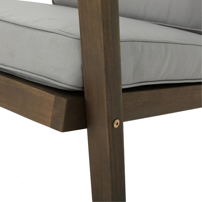 Outdoor 3 Pc Chat Collection - Practical Water- Cushions, Brown Patina Frame, Wood, Beige, 30.21" Tall Seating With Cushions & High