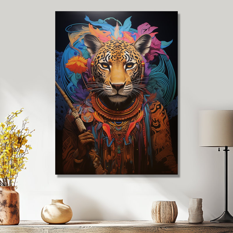 Tribu du léopard bleu - art mural léopard / guépard, Sans cadre, métal, H 32 po x l 16 po