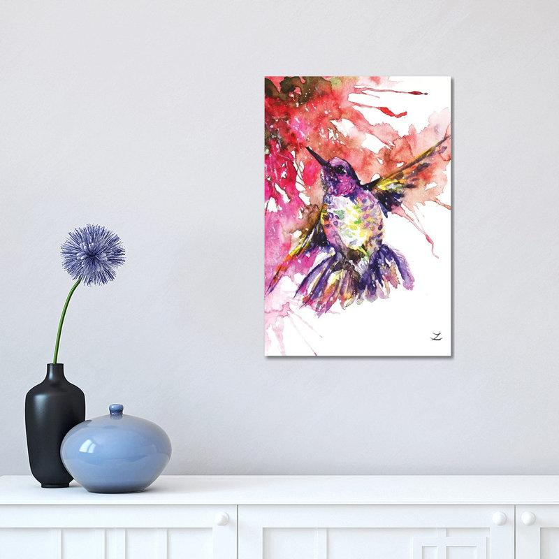 Colibri par Zaira Dzhaubaeva - reproduction d'art, H 18 po x l 12 po x 1,5 po, Toile tendue, Aucun mat