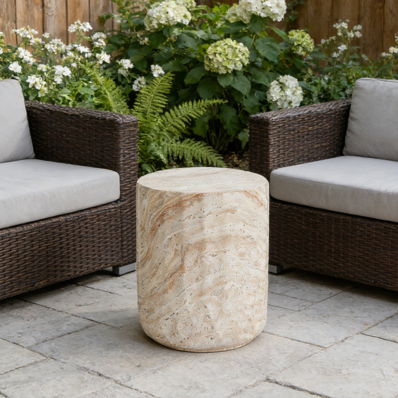 Table d'appoint d'extérieur ronde en béton léger