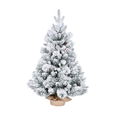 Arbre de Noël 3 pi avec pommes de pin et baies
