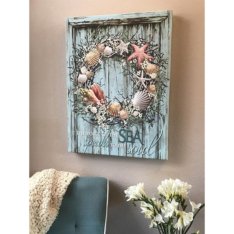 Art mural sur toile Coastal Wreath, H 24 po x l 18 po x p 1 po