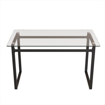 51" Modern Minimalist Rectangular Glass Dining Table For 4-6 With 0.31" Tempered Glass Tabletop And Black Chrome Metal Legs, Writing Table Desk, For Kitchen Dining Living Room (0 Damage)