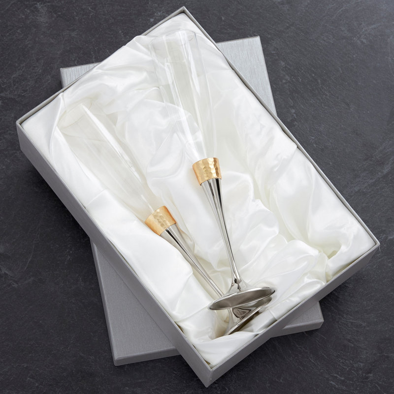 Ensemble de flûtes à champagne or martelé et gravé, Oui