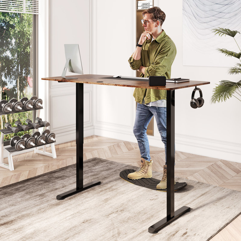 Inbox Zero 140cm W Height Adjustable Rectangle Standing Desk | Wayfair ...