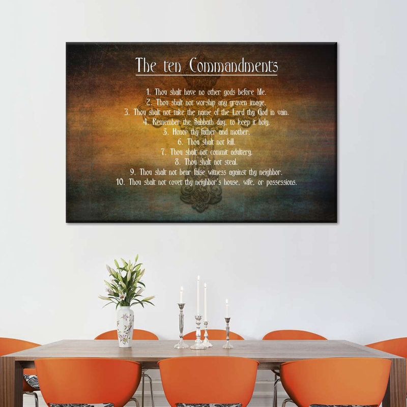 «Bible's Ten Commandments», reproduction sur toile, H 16 po x l 24 po x P 1,25 po