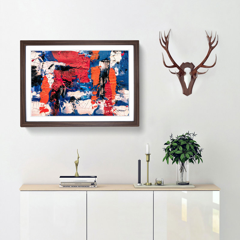 Abstract Art Painting Vol.322 by S.Johnson - Picture Frame Painting Print, 62cm H x 87cm W x 2cm D, Walnut Framed
