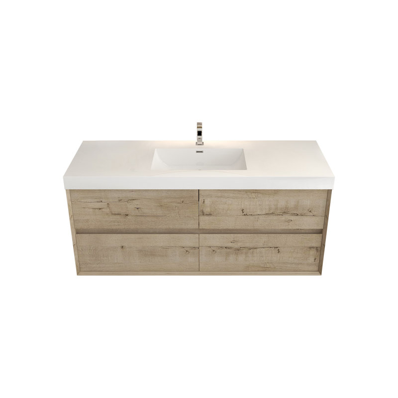 Ensemble de meuble-lavabo simple 59 po, Chêne blanc