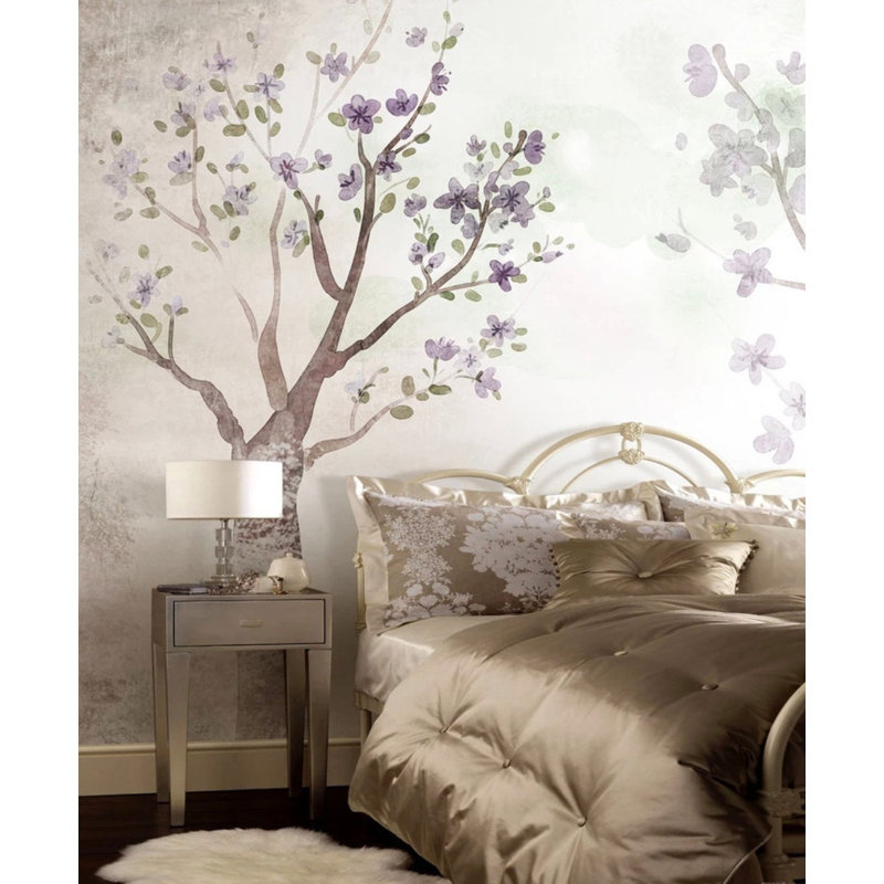 Papier peint amovible floral, L 114 po x l 204 po