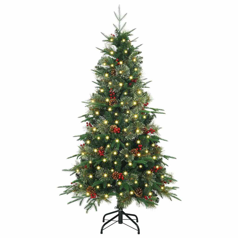 Artificial Hinged Christmas Tree PE and PVC, 4.92' H, Green