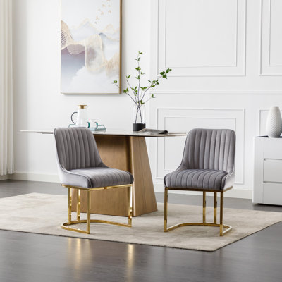 47cm H Velvet Upholstered Metal Accent