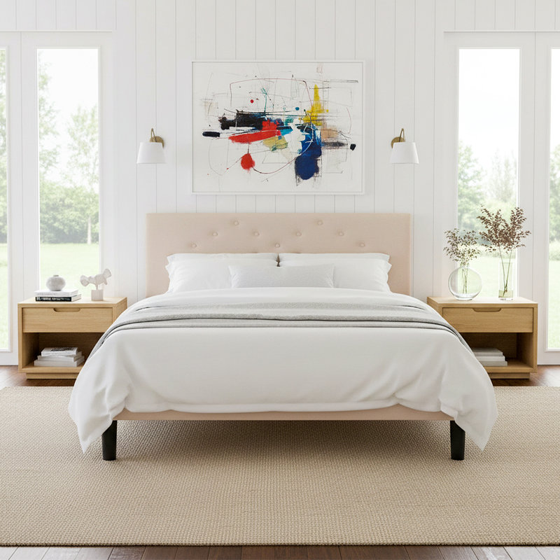 Velvet Bed Frame with Upholstered Headboard, Platform Bedframe with Wooden Slats Support, No Box Spring Needed, Full