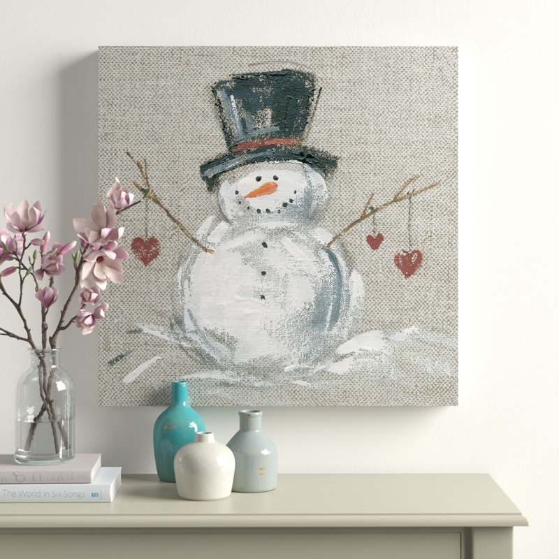 Lin bonhomme de neige II - imprimé, H 10 po x l 10 po, Toile tendue, Sans cadre