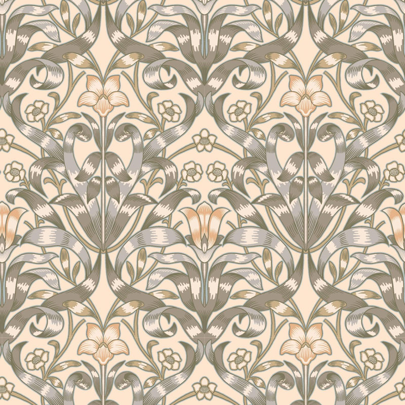 Ribbon Lily - Wallpaper, Pale Peach, Premium Paper